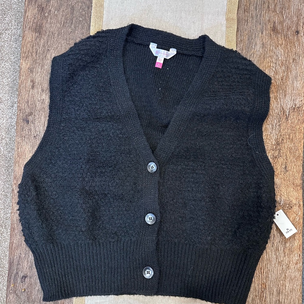 Black Button-Up Knit Vest XL